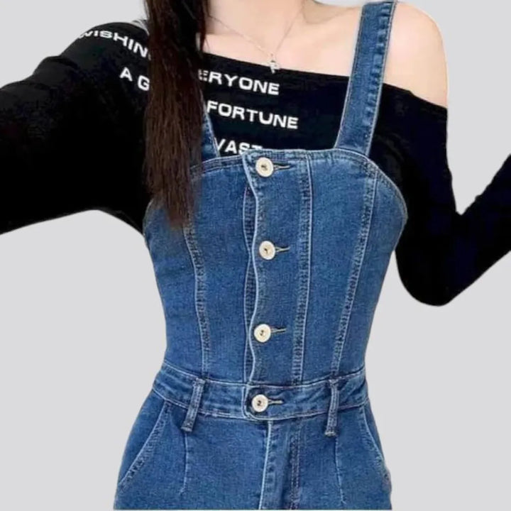 Stonewashed women's jean jumpsuit