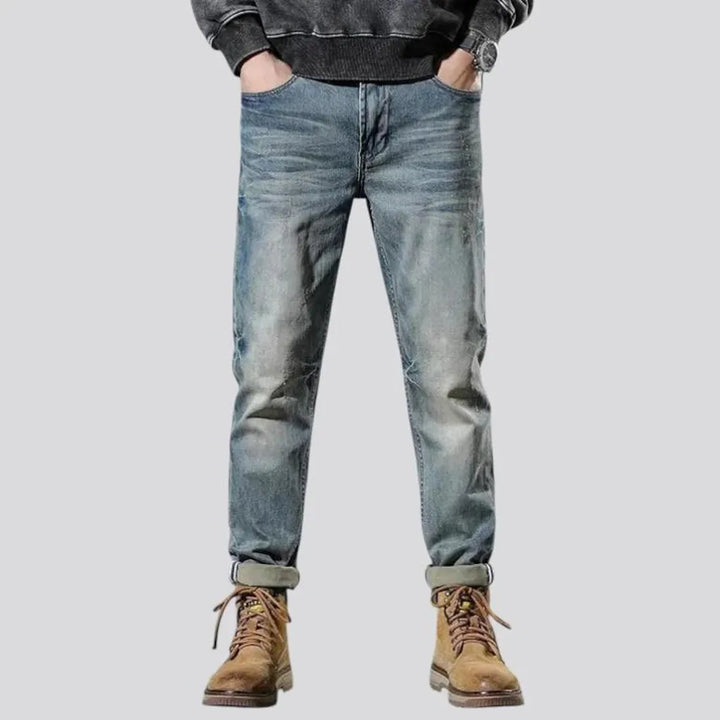 Casual retro rolled cuffs men's jeans