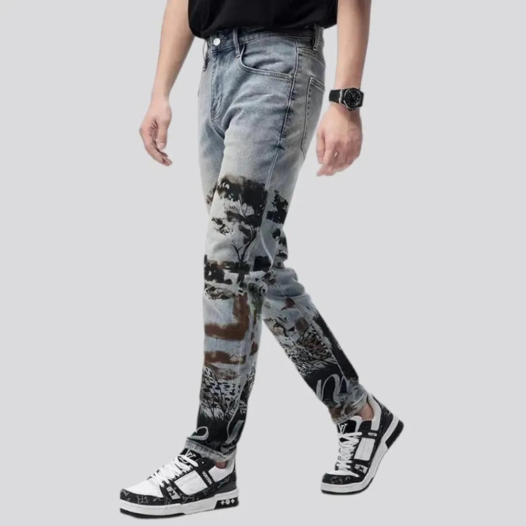 Vintage painted fashion men's jeans