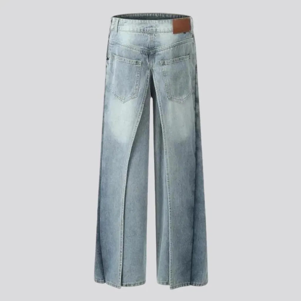 Layered mid rise street men's jeans