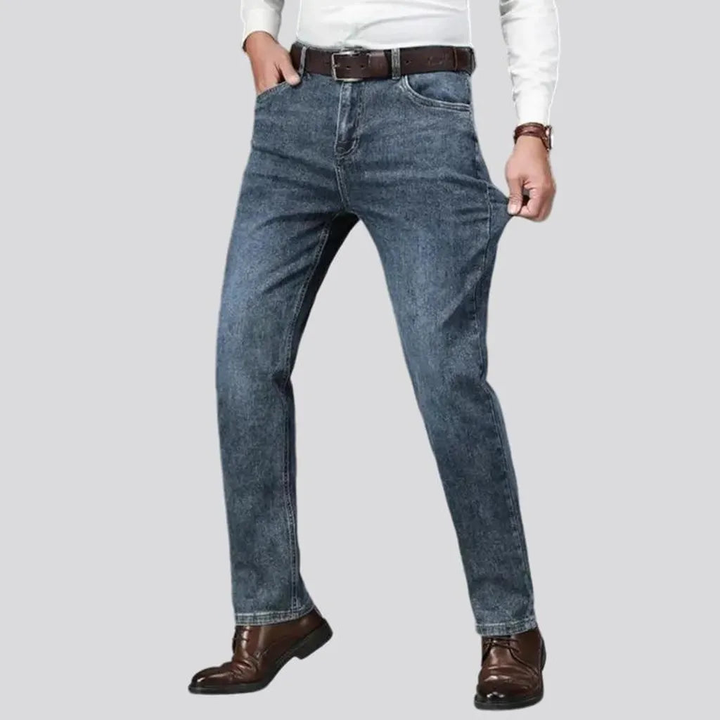 Casual classic fit stretchable men's jeans