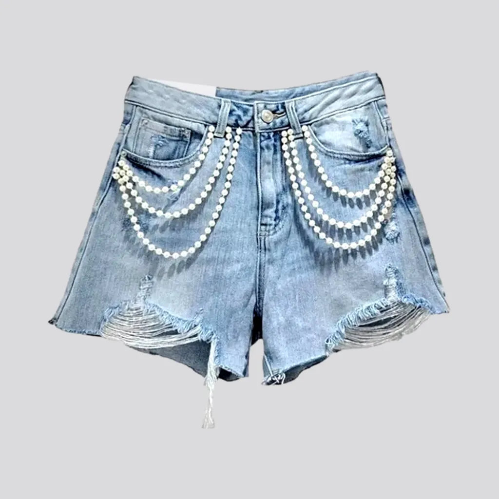 Distressed pearl jeans shorts
 for women | Jeans4you.shop