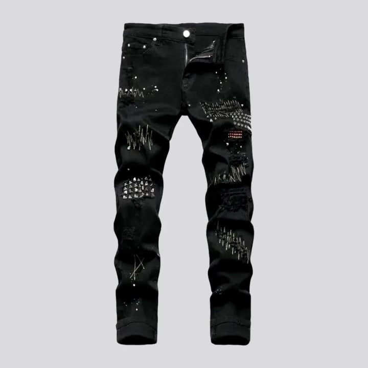 Embellished men's black jeans | Jeans4you.shop