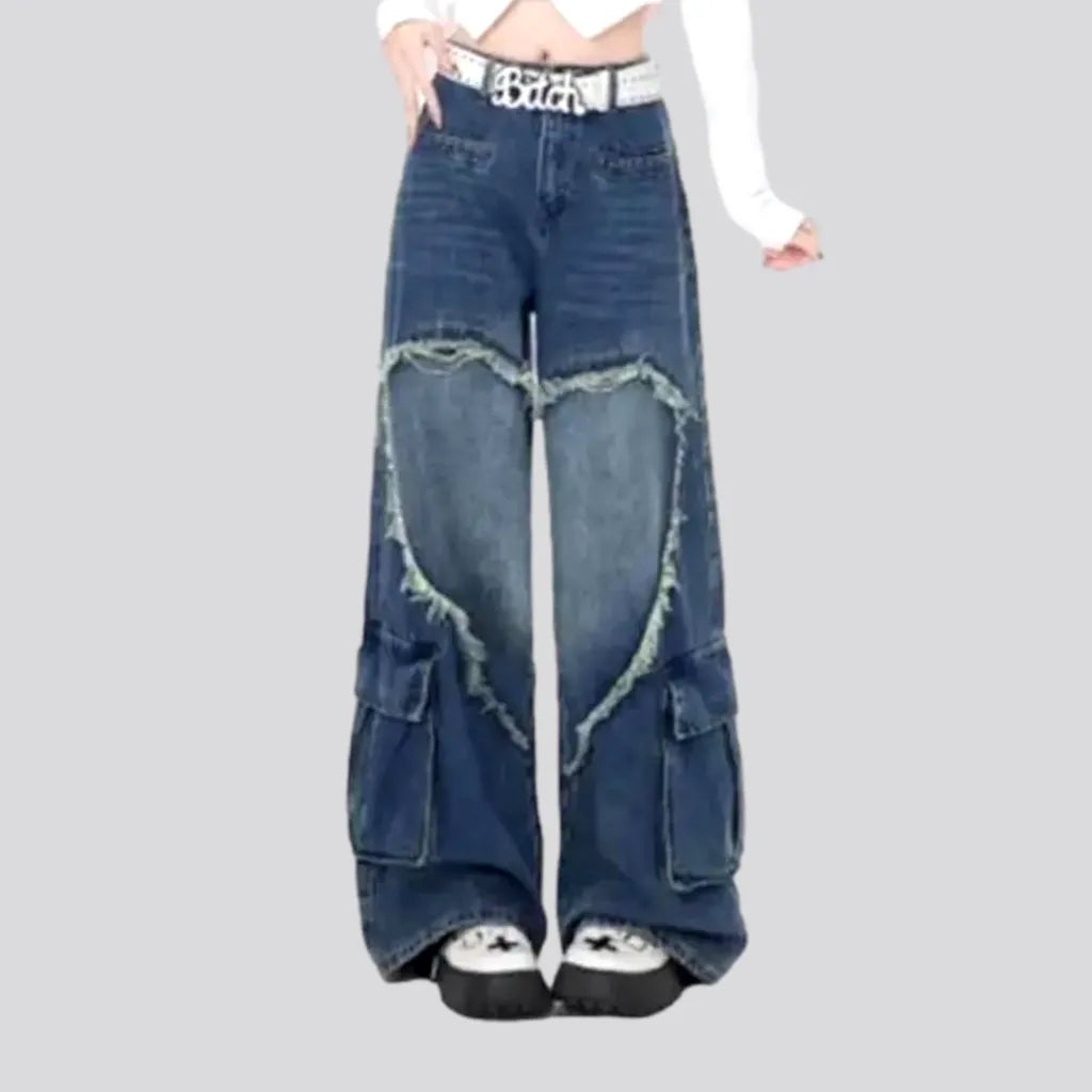 Embroidered baggy jeans
 for ladies | Jeans4you.shop