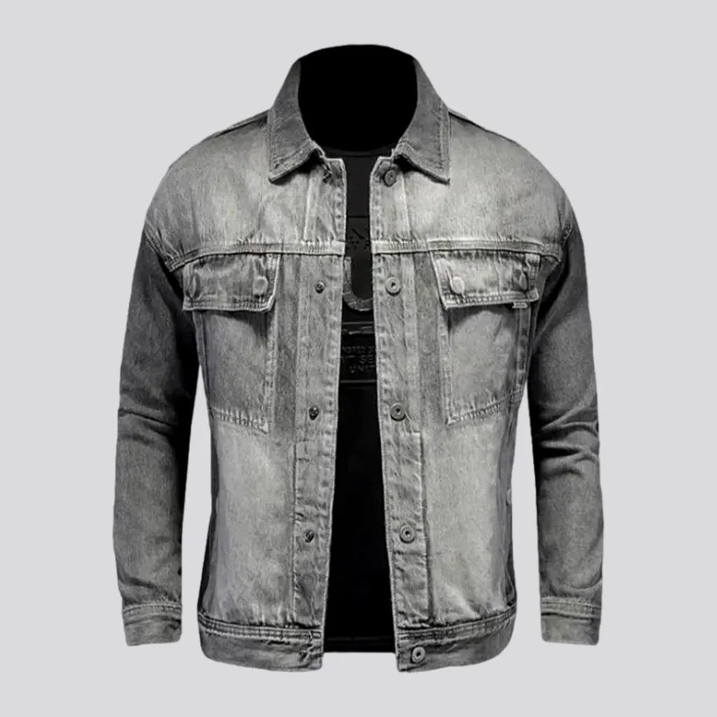 Grey vintage men's denim jacket | Jeans4you.shop