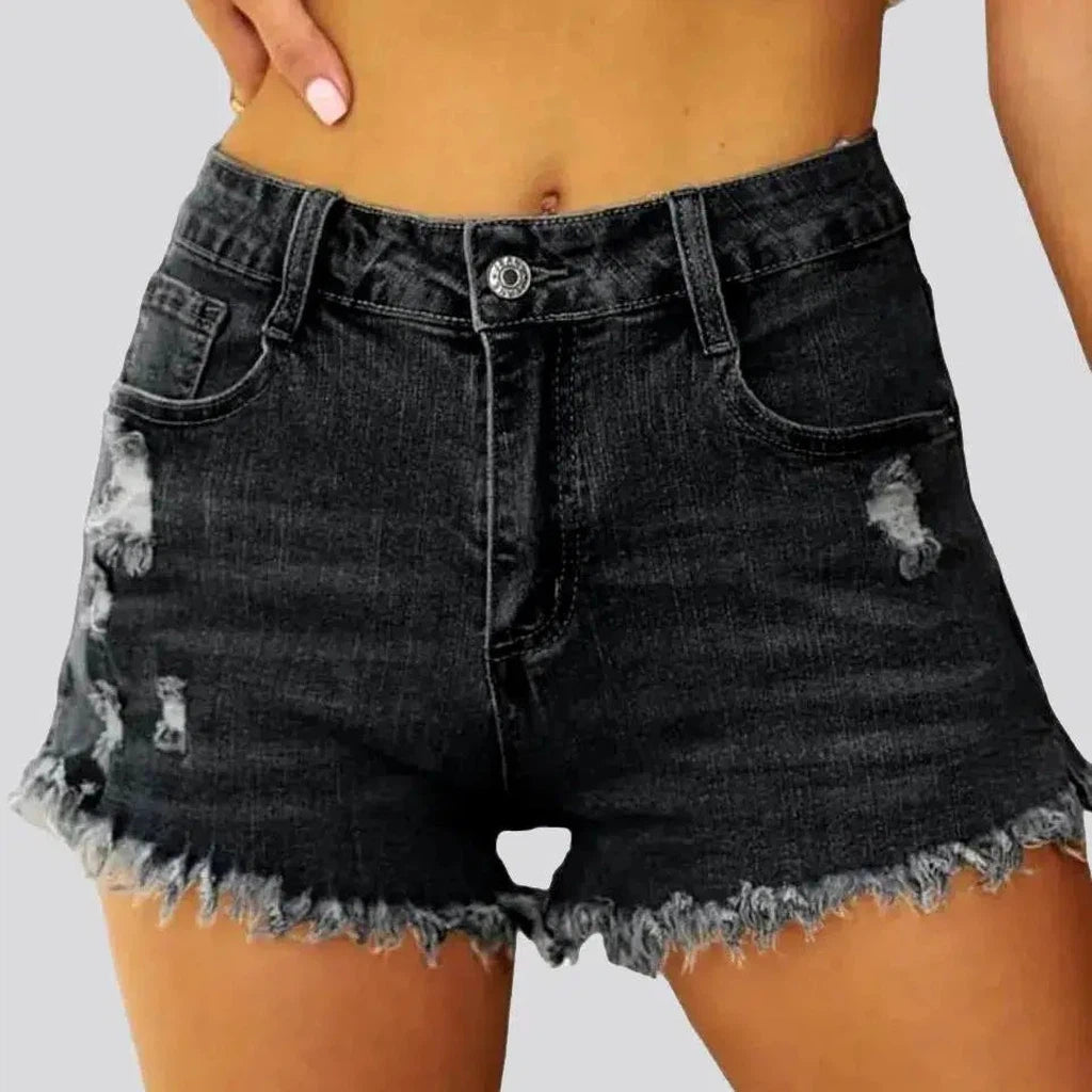 Grunge straight denim shorts for ladies | Jeans4you.shop