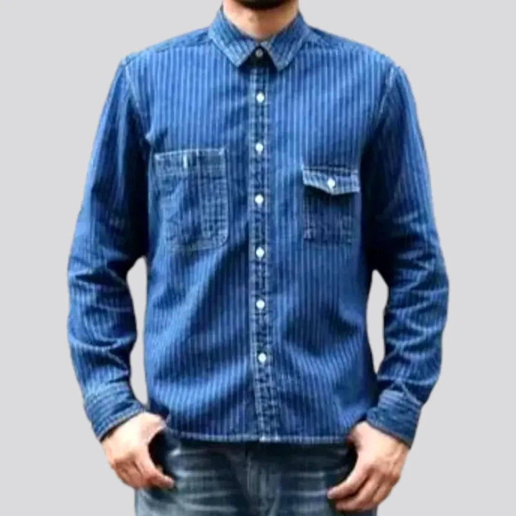Medium-wash men's denim shirt | Jeans4you.shop