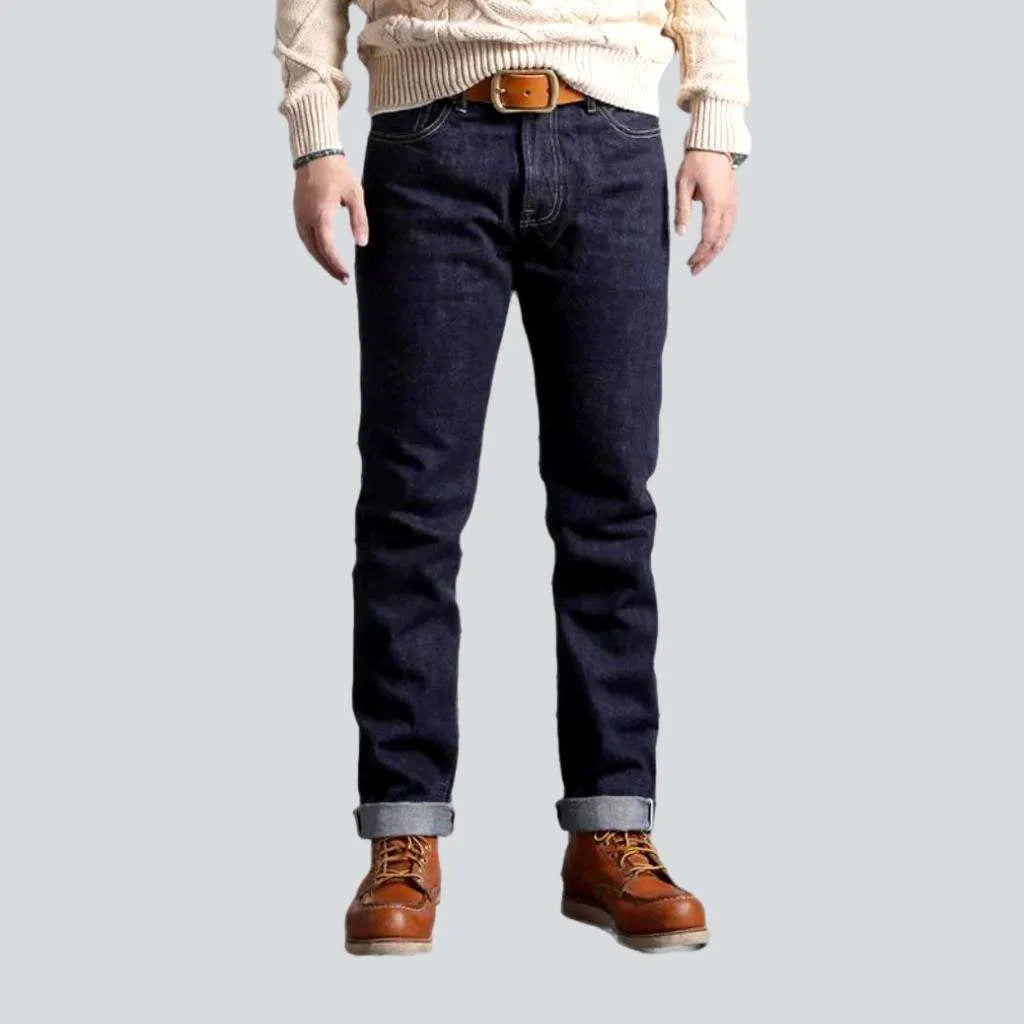 Mid-waistline slim self-edge jeans
 for men | Jeans4you.shop
