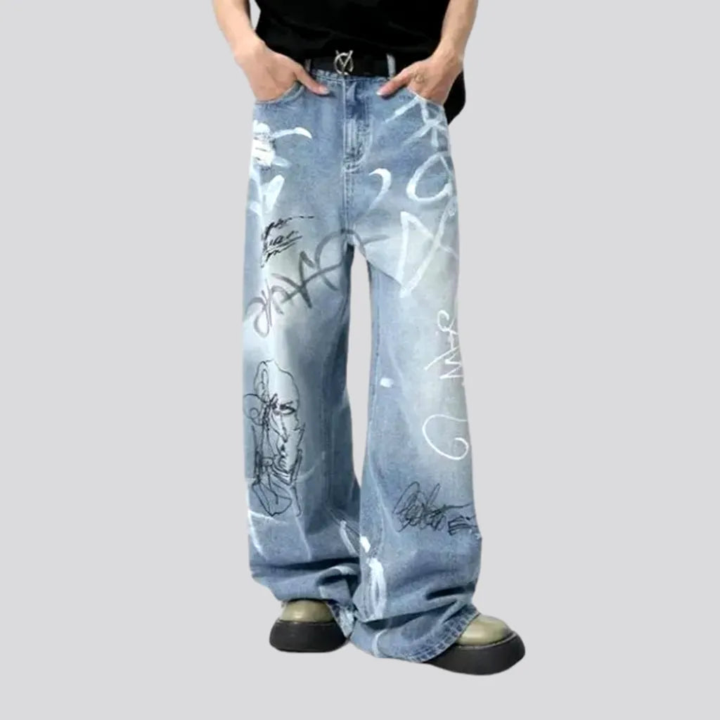 Painted men's floor-length jeans | Jeans4you.shop