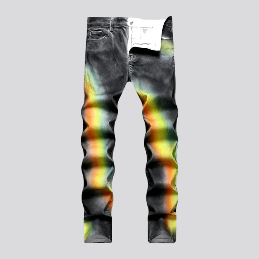 Rainbow-print men's painted jeans | Jeans4you.shop