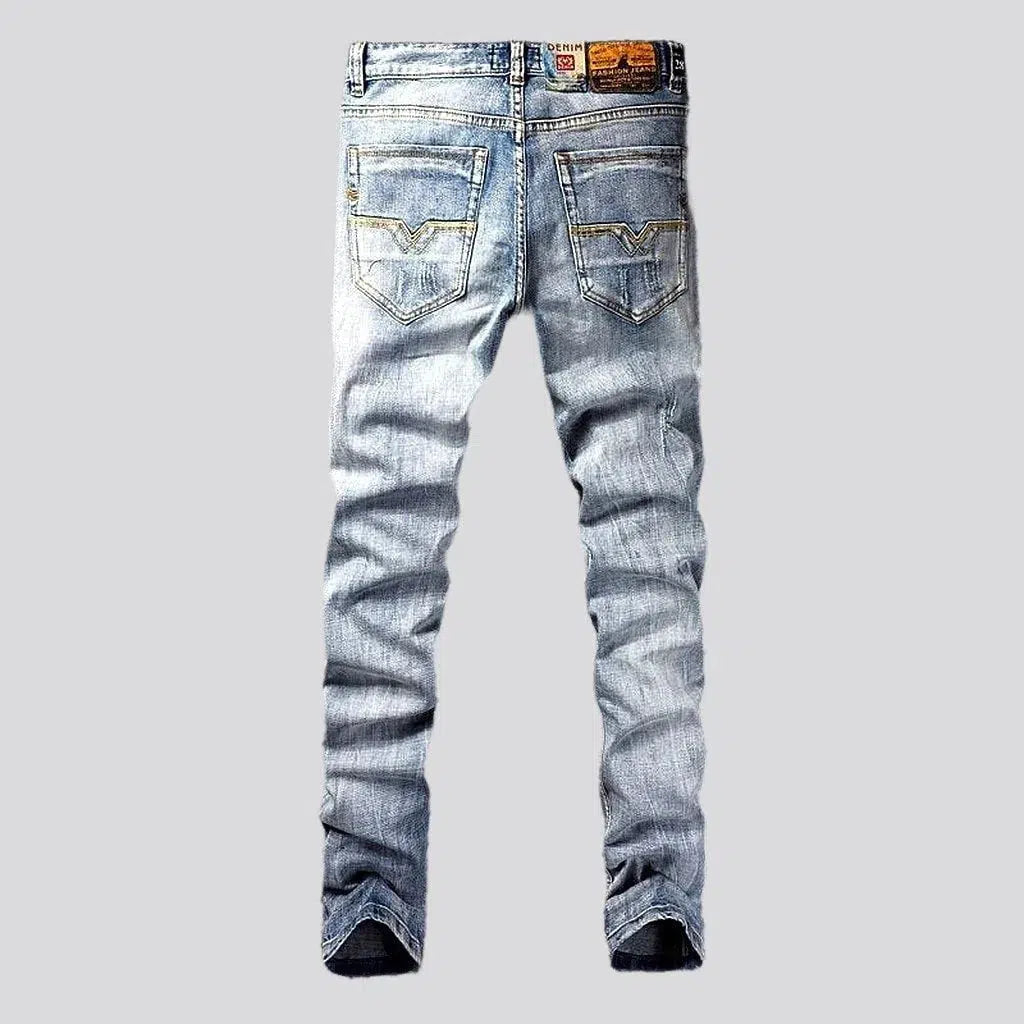 Skinny light men's wash jeans