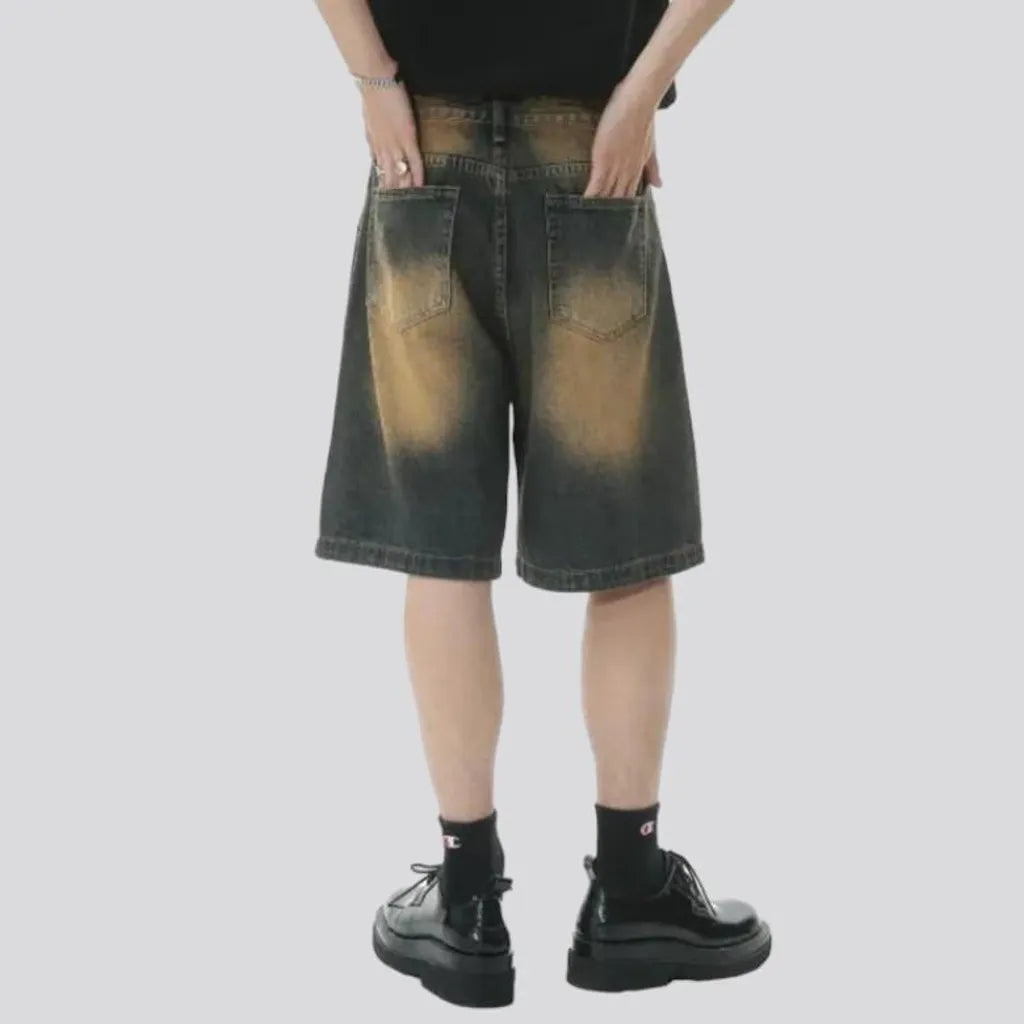 Sanded baggy jean shorts
 for men