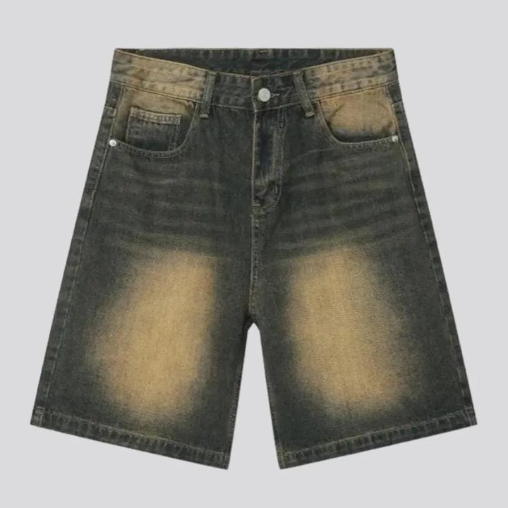Sanded baggy jean shorts
 for men