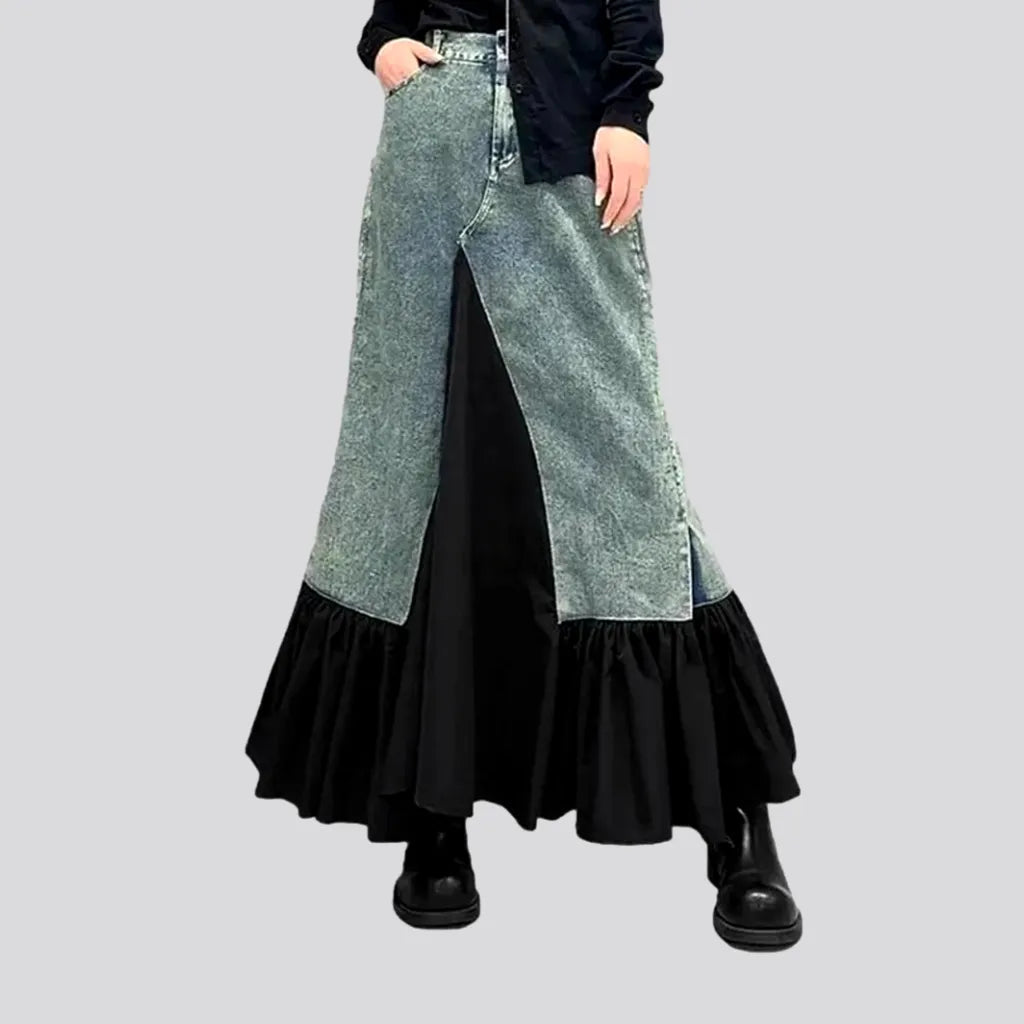 Vintage mixed-fabrics women's jean skirt | Jeans4you.shop