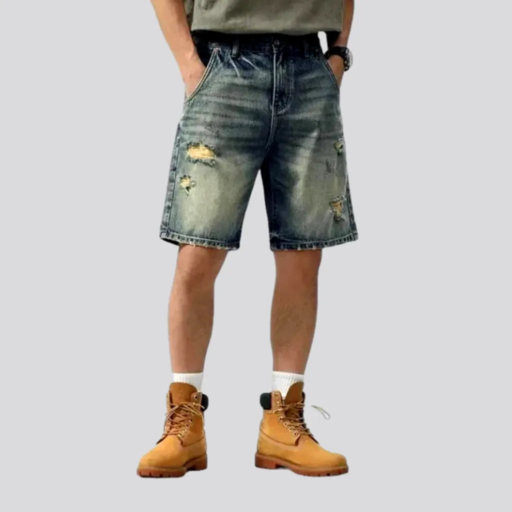 Whiskered distressed jeans shorts
 for men | Jeans4you.shop