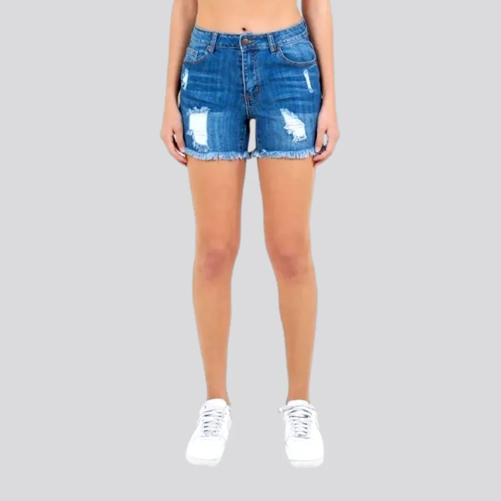 Whiskered skinny denim shorts for women | Jeans4you.shop