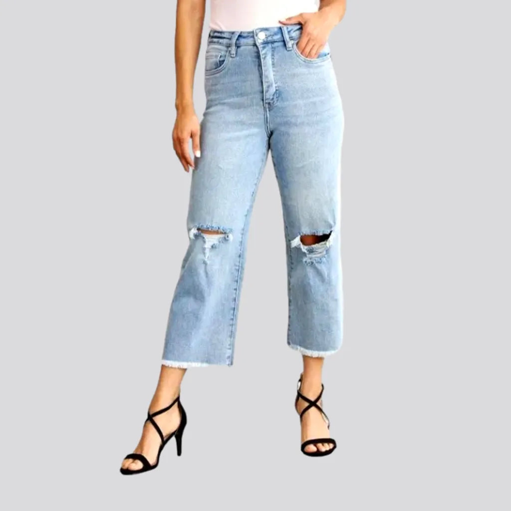 Wide-leg cutoff-bottoms jeans
 for women | Jeans4you.shop