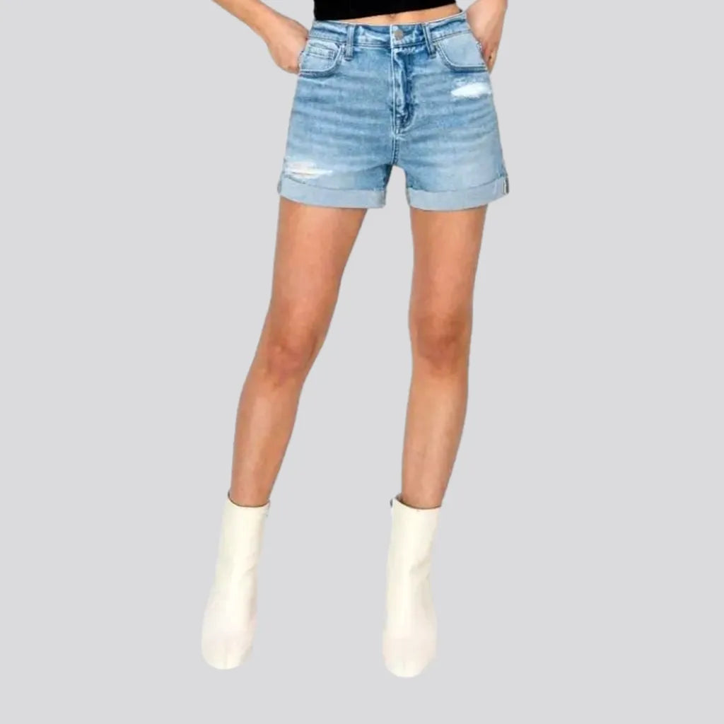 Wide-leg distressed jean shorts
 for ladies | Jeans4you.shop