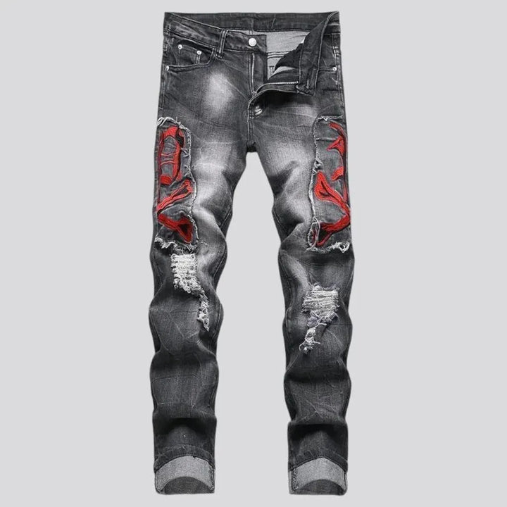 Distressed skinny fit styled men's jeans