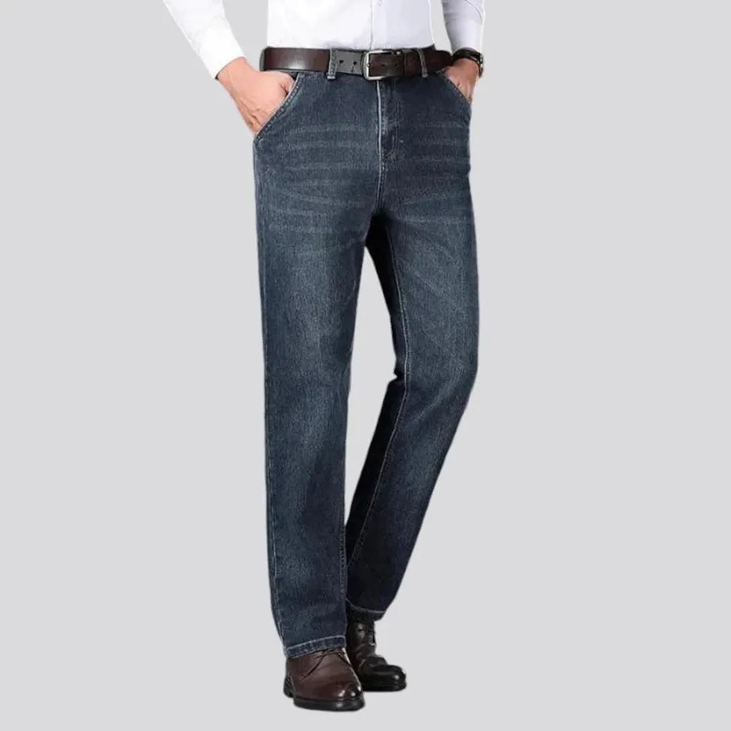 Stonewashed straight casual jeans for men