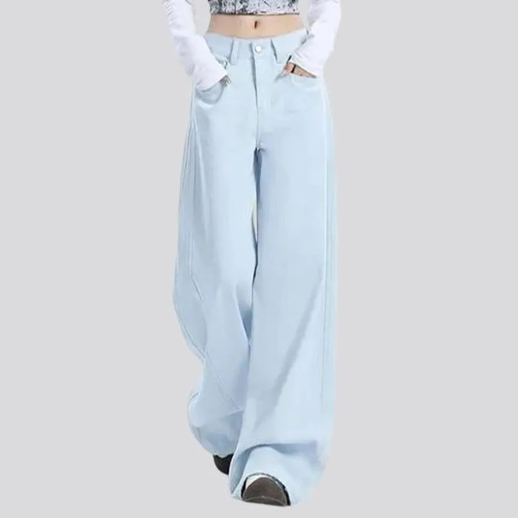 Fashionable baggy high rise women's jeans