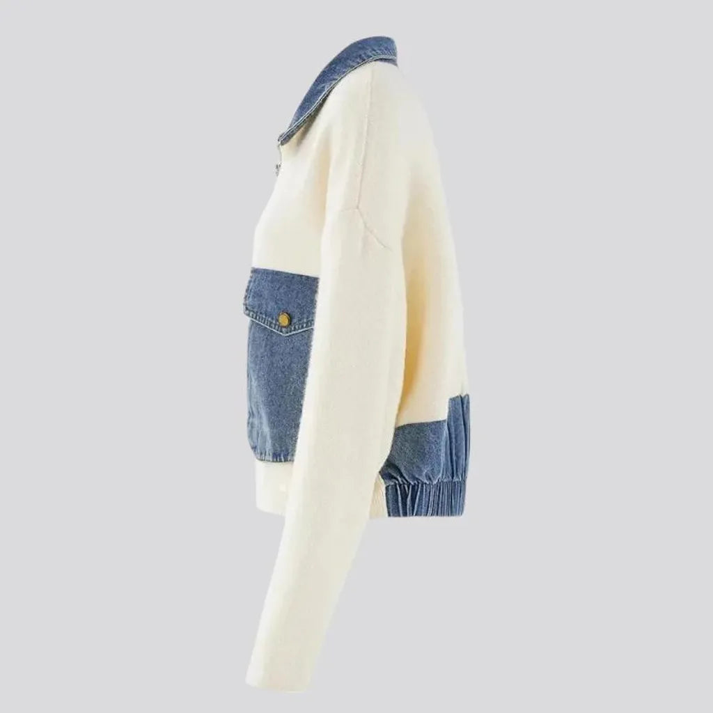 Oversized boho style jean cardigan for ladies