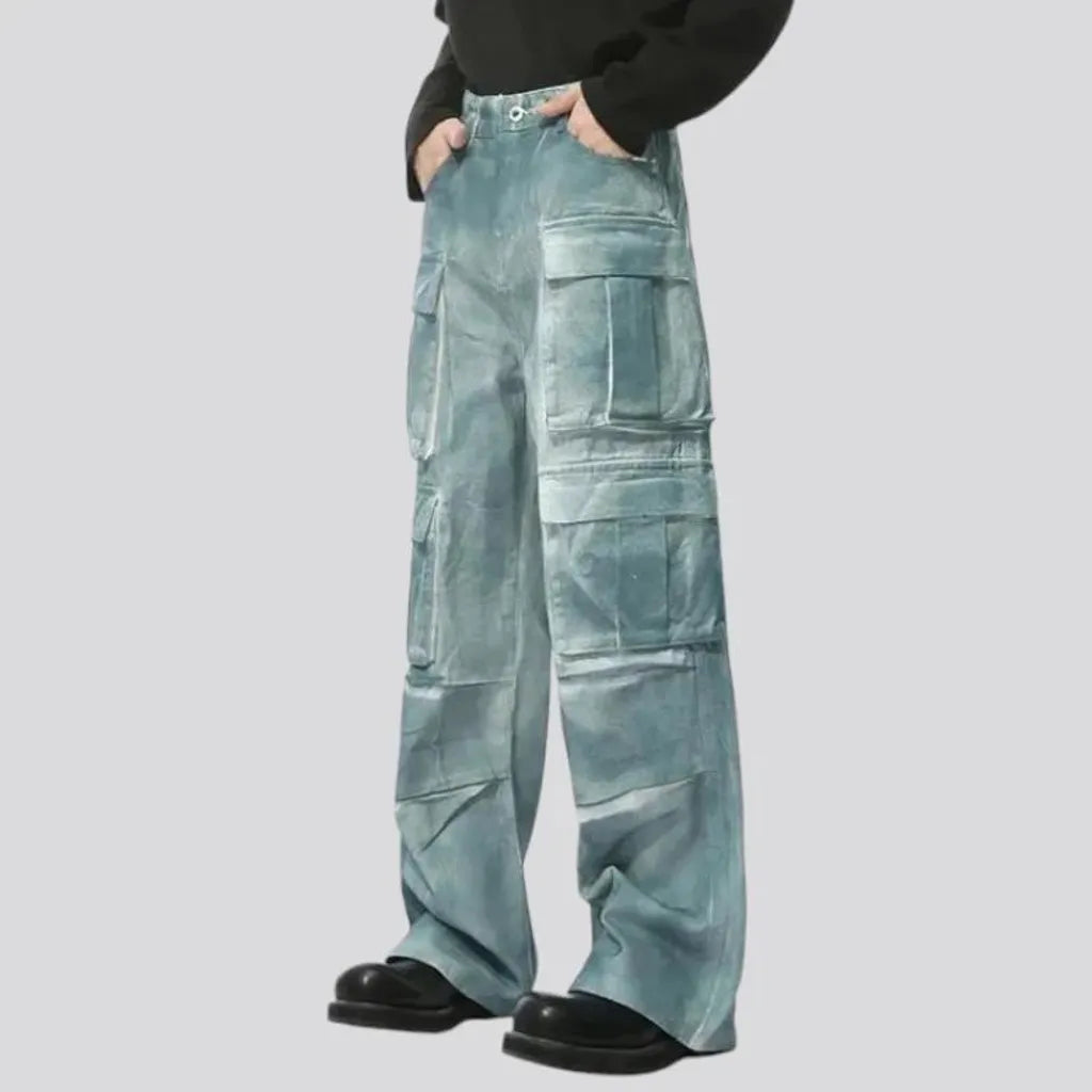 Mid-rise baggy boho men's denim pants