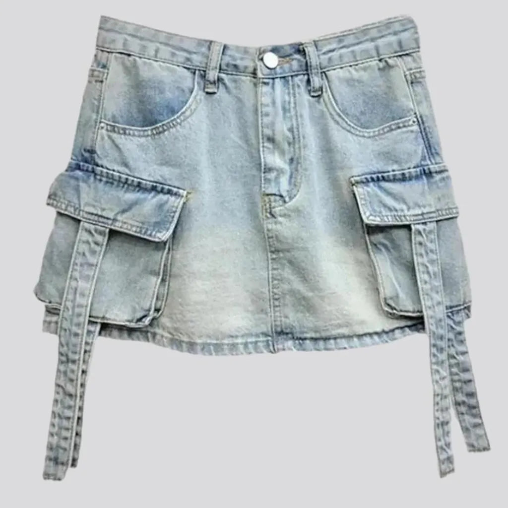 Cargo light-wash women's jean skirt | Jeans4you.shop