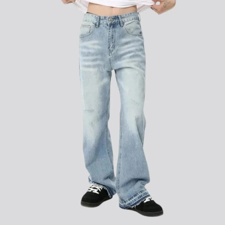 Sanded whiskered style men's jeans