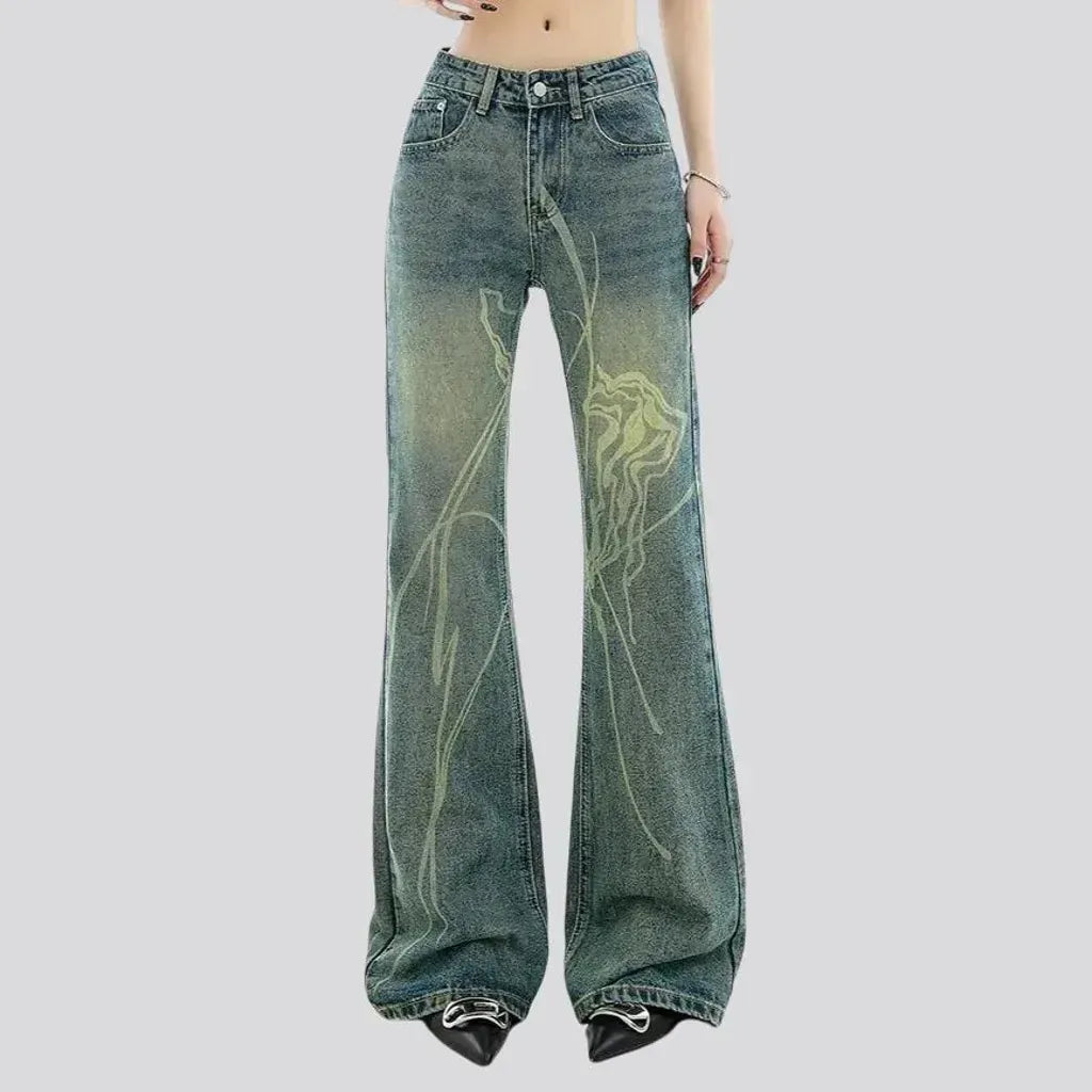 Retro flared high-rise women's jeans