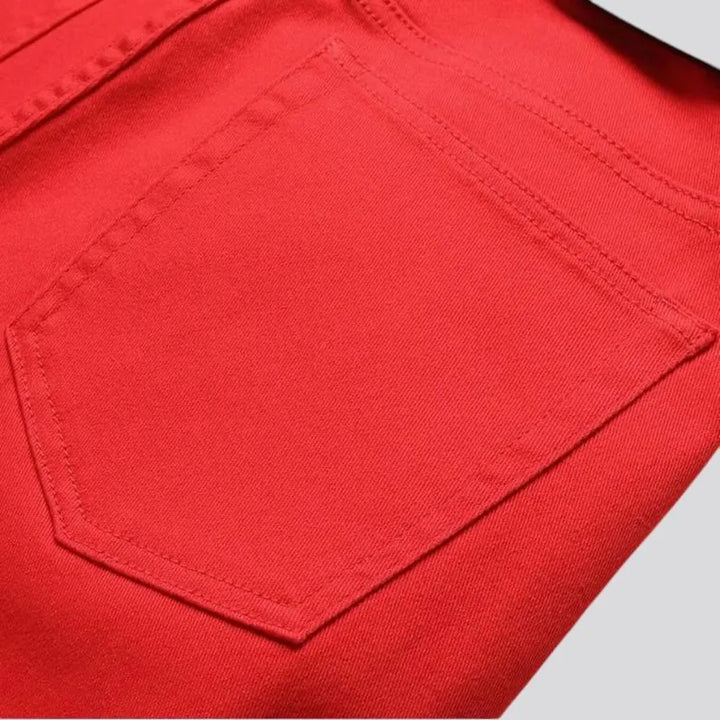 Vibrant red smooth men's jeans