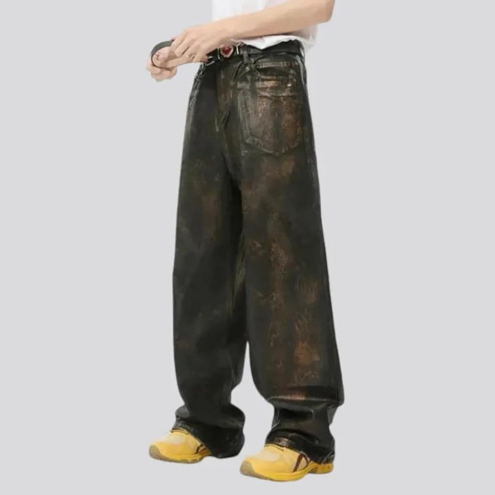 Over dyed mid rise fashion jeans for men