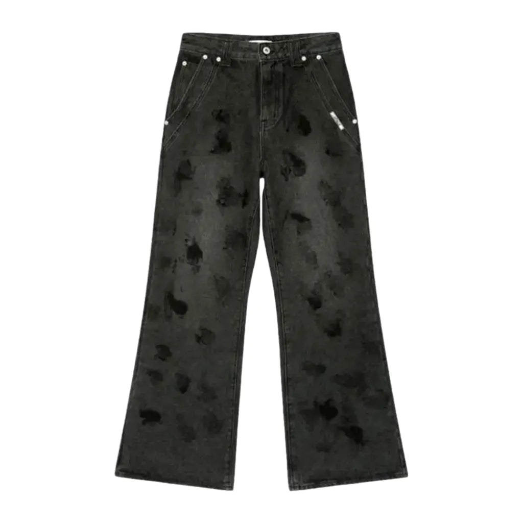 Sanded Street Style Vintage Men's Jeans - Black