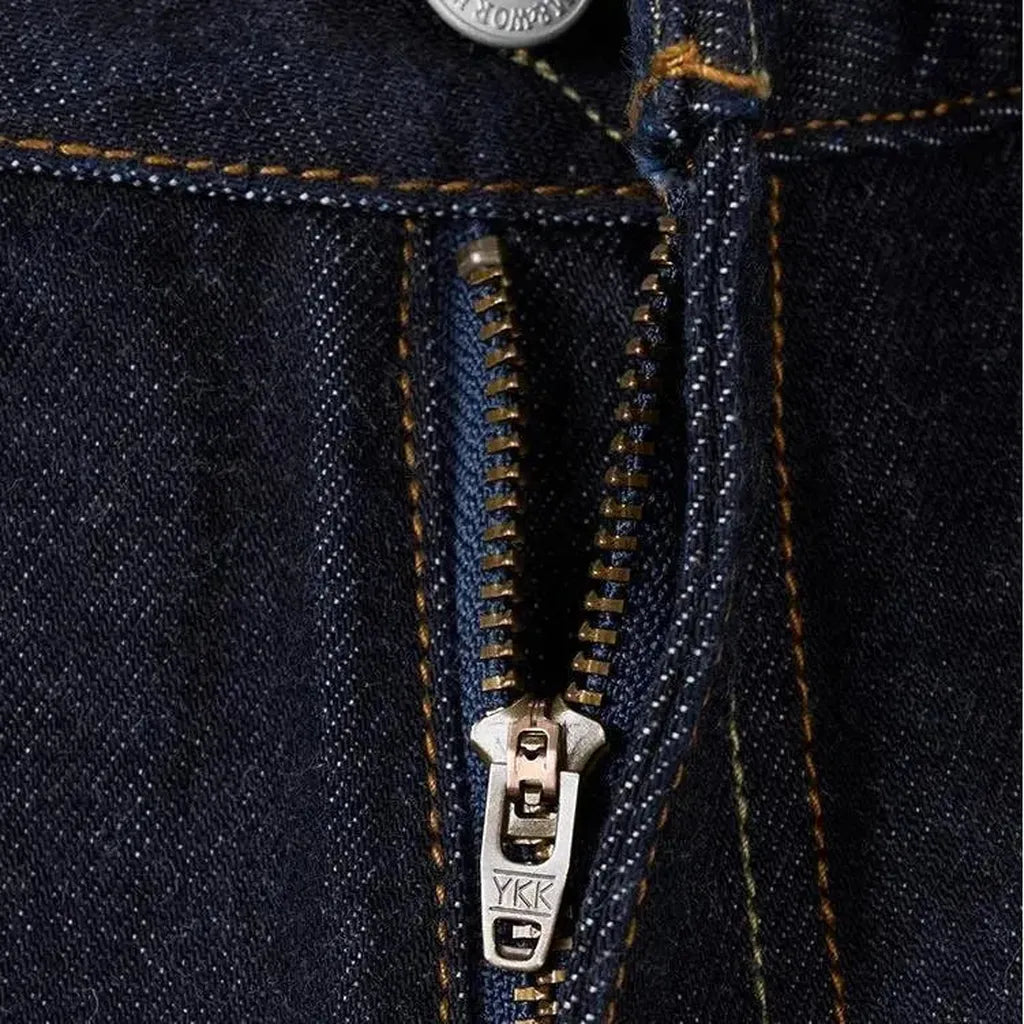 Straight dark-wash selvedge jeans
 for men