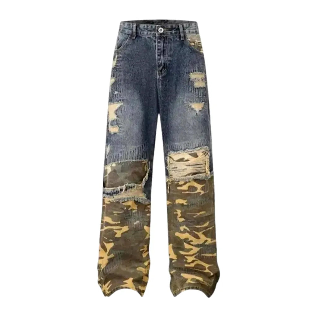 Camouflage Vintage Baggy Jeans for Men - Blue