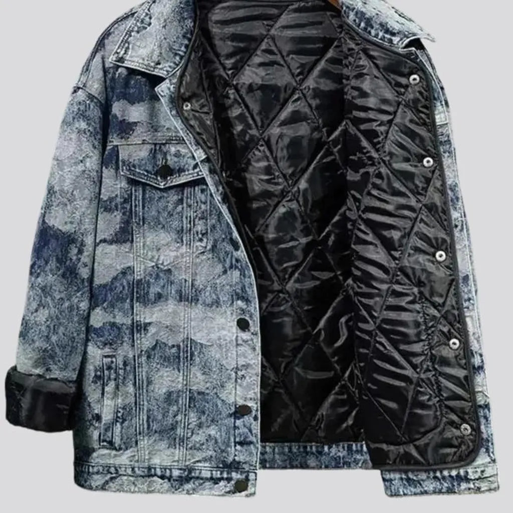 Two tone painted street men's denim jacket