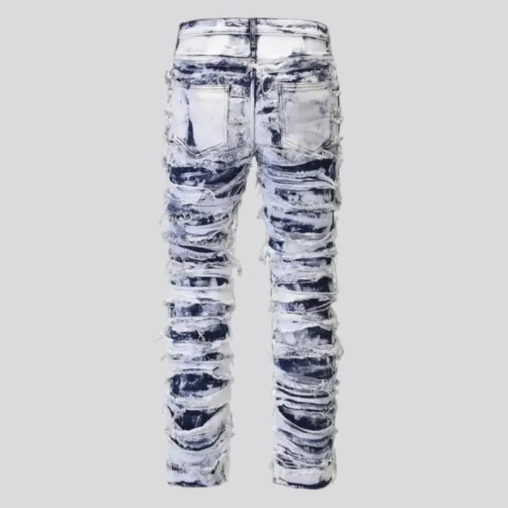 Mid rise distressed slim men's jeans