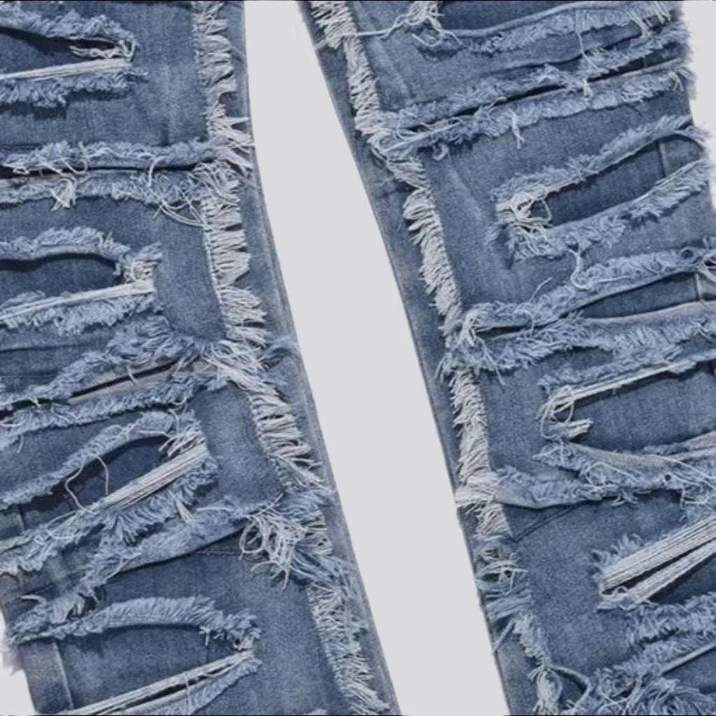 Straight men's patchwork jeans