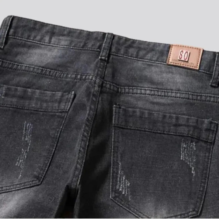 Inscribed men's patchwork jeans
