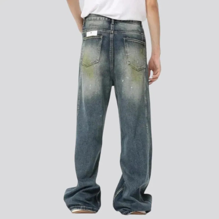 Whiskered vintage style men's jeans