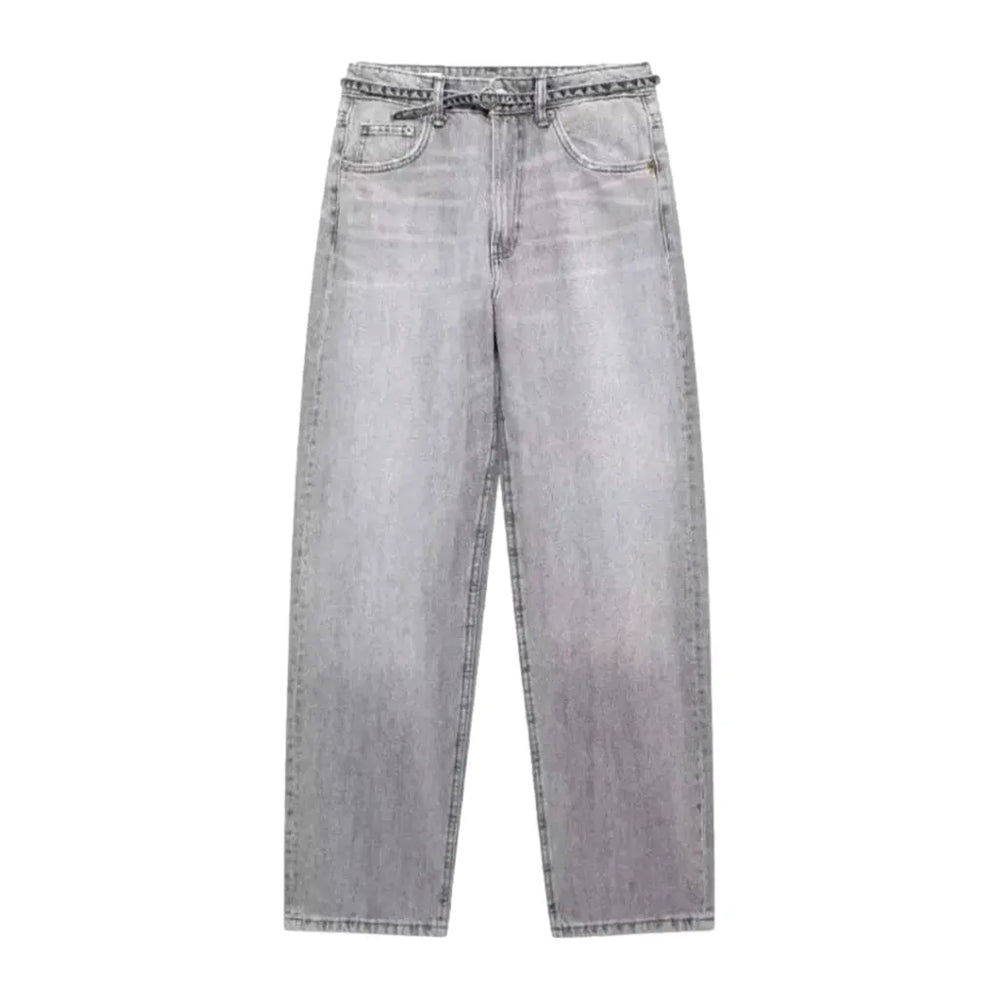 Faded Lines and Baggy Jeans for Women - Grey