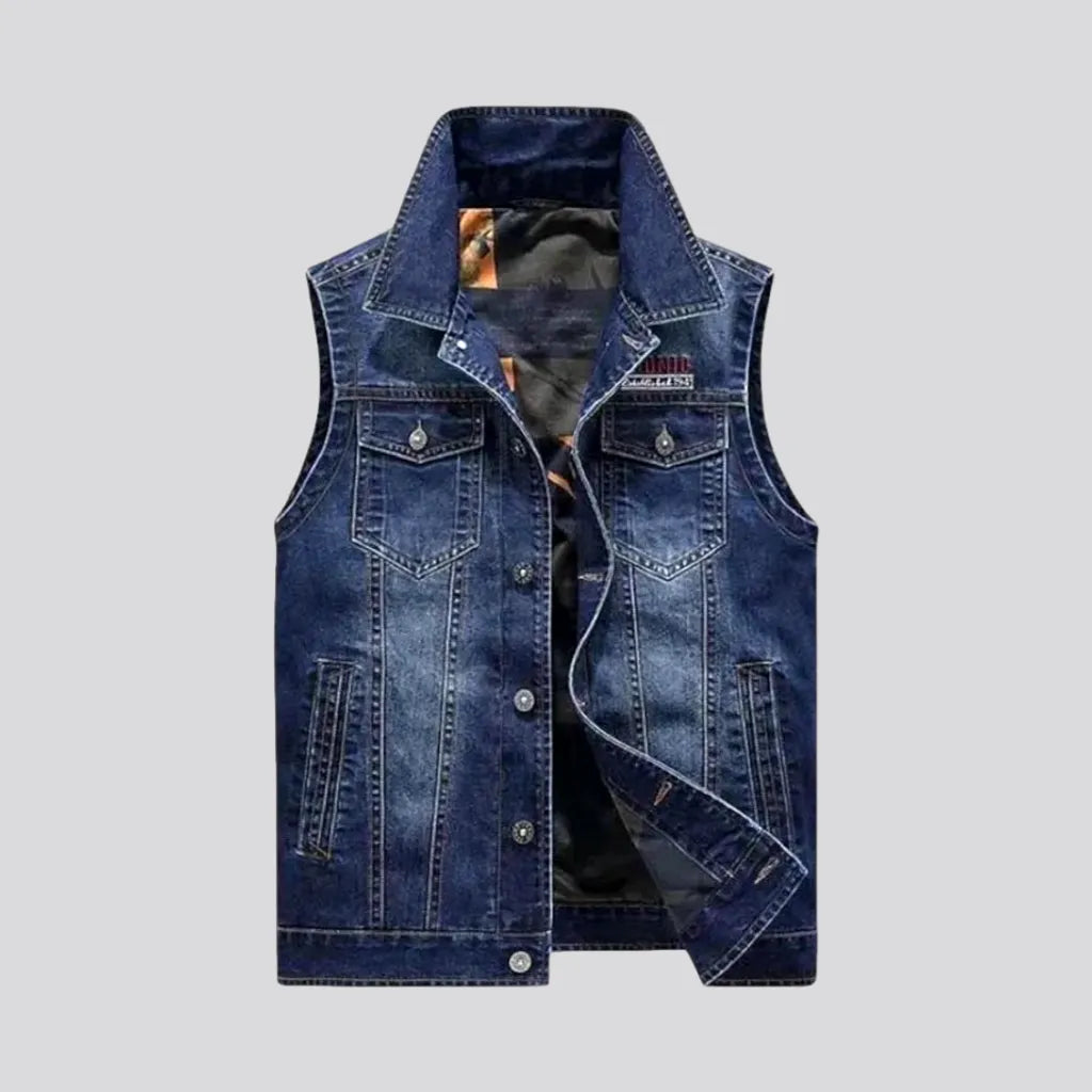 Average Fit Logo Men's Denim Trucker Vest | Jeans4you.shop