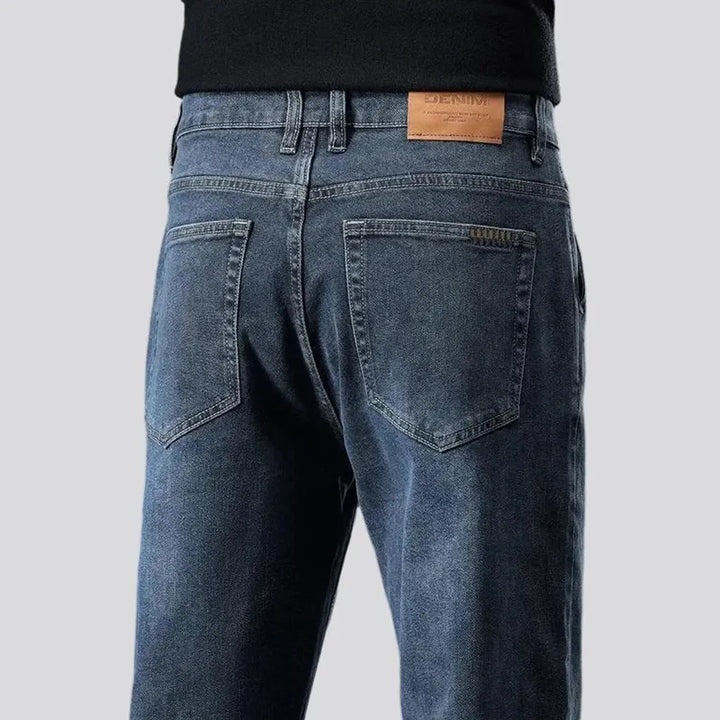 Vintage straight-cut elastic men's jeans