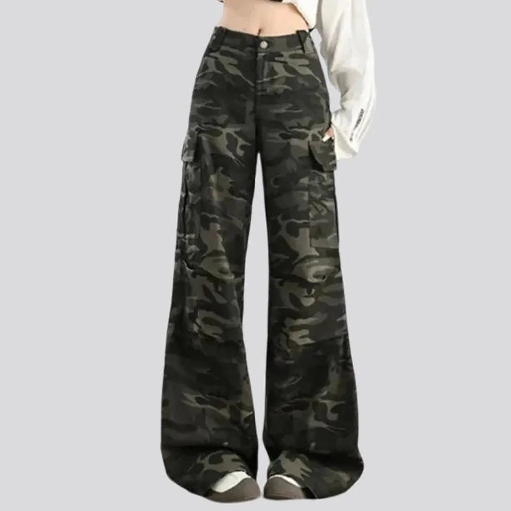 High rise multicolor baggy jeans for women