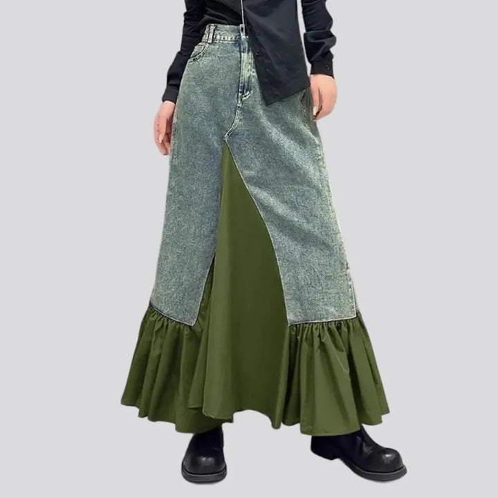 Vintage mixed-fabrics women's jean skirt | Jeans4you.shop