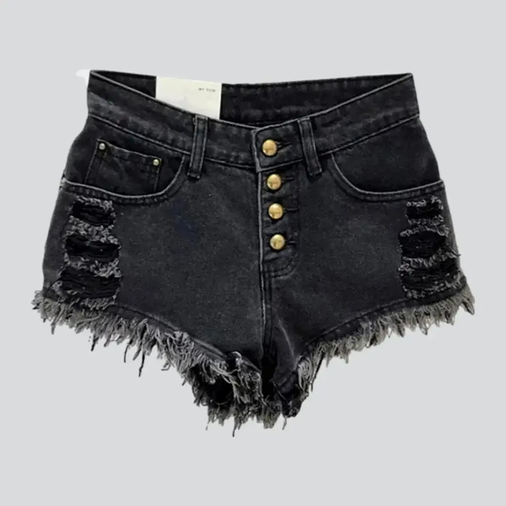 Distressed mid-waist denim shorts | Jeans4you.shop