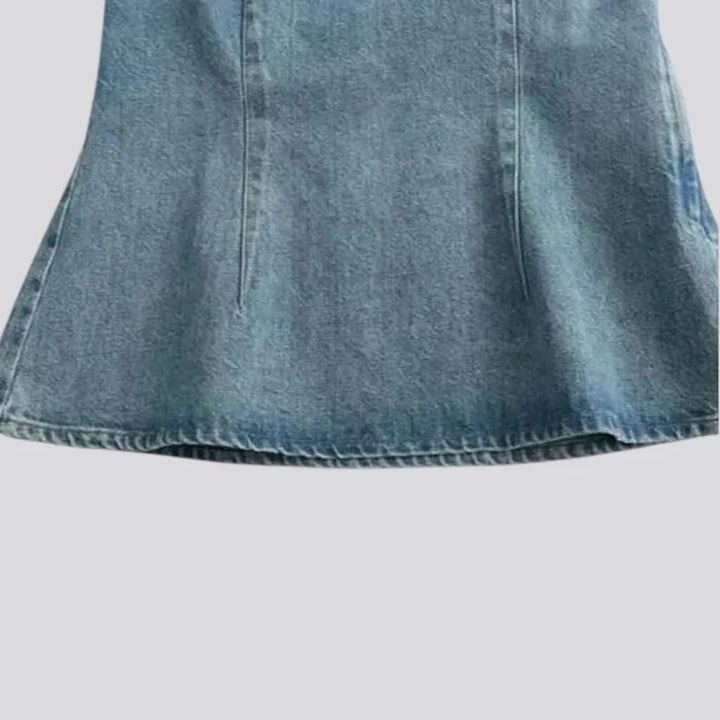 90s street style mini jeans dress