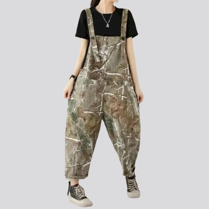 Painted sand-hue jean jumpsuit
 for ladies