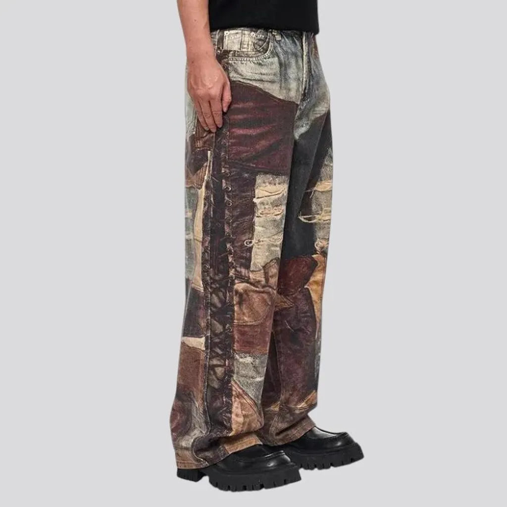 Mid rise multi-color men's jeans