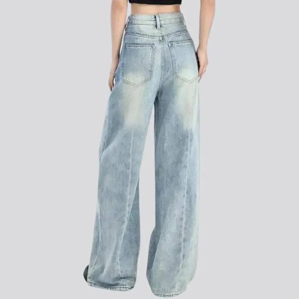 Boho style high rise jeans for ladies